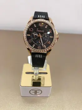 

Gold Plated Stylish Flashy Black Women's Wristwatch Gold Wristwatch
