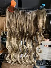 VeSunny línea de pescado de Halo extensiones de cabello humano Real de una pieza de hilo Invisible de la trama del pelo con dos Clips hecha a máquina del pelo Remy
