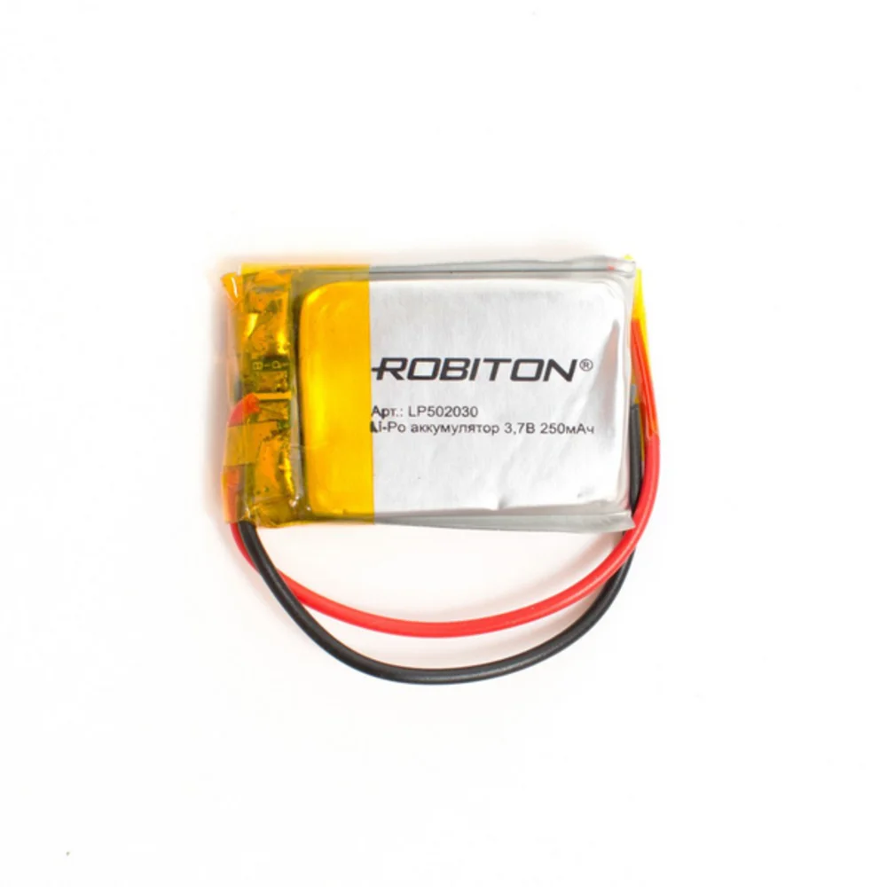 Аккумулятор ROBITON LP 502030 Li-Pol 3.7 вольта 250 mAh литий ионный полимерный призма со схемой