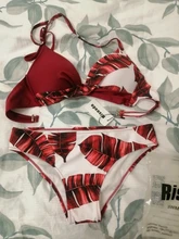 Riseado-Conjunto de Bikinis con aumento para mujer, traje de baño Sexy con cuello Halter, Bikini con estampado de hojas para playa, 2021