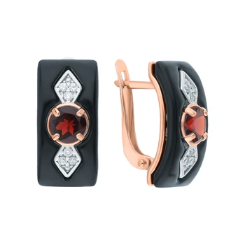 

Silver earrings with cubic zirconia and Garnet sunlight sample 925