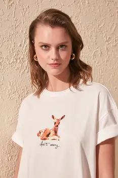 

Trendyol Front and Back Printed Boyfriend Knitted T-Shirt TWOSS20TS0525