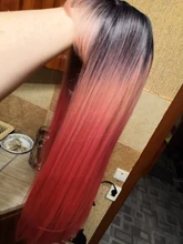 LOUIS FERRE negro Rosa rojo pelucas Cosplay largo recto Ombre peluca sintética con flequillo negro las mujeres Afro resistente al calor de fibra