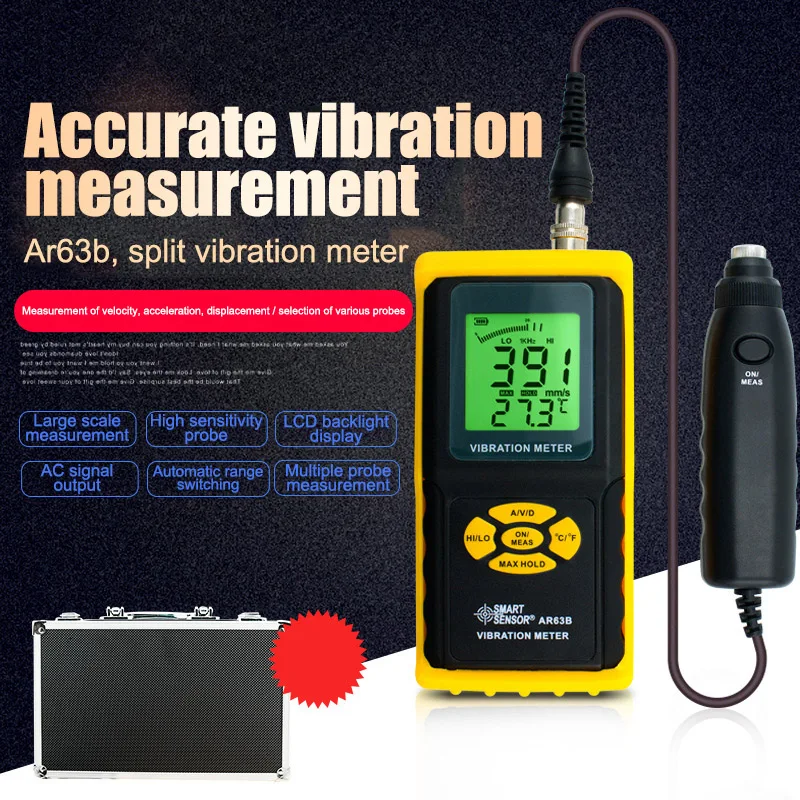 AR63B Digital Precision Vibration Meter Tester Gauge Analyzer