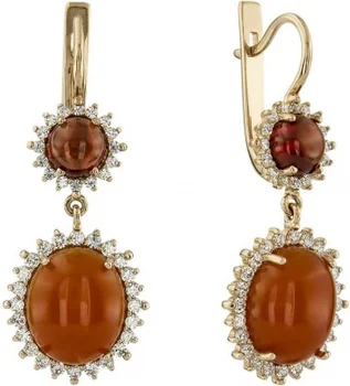 

Aloris earrings with carnelian, Garnet and cubic zirconia Red Gold