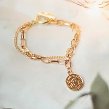 VKME-Conjunto de pulseras de cadena cubana Punk para mujer, brazaletes con abalorios de Color dorado grueso, estilo bohemio, Miami, 4 Uds.