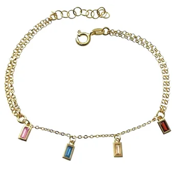 

Law silver bracelet 925m gold plated 17cm. Center stones colors rectangular hanging closure reasa