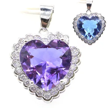 

29x21mm Fancy Created 15x15mm Color Changing Alexandrite & Topaz CZ Gift For Woman's Silver Pendant