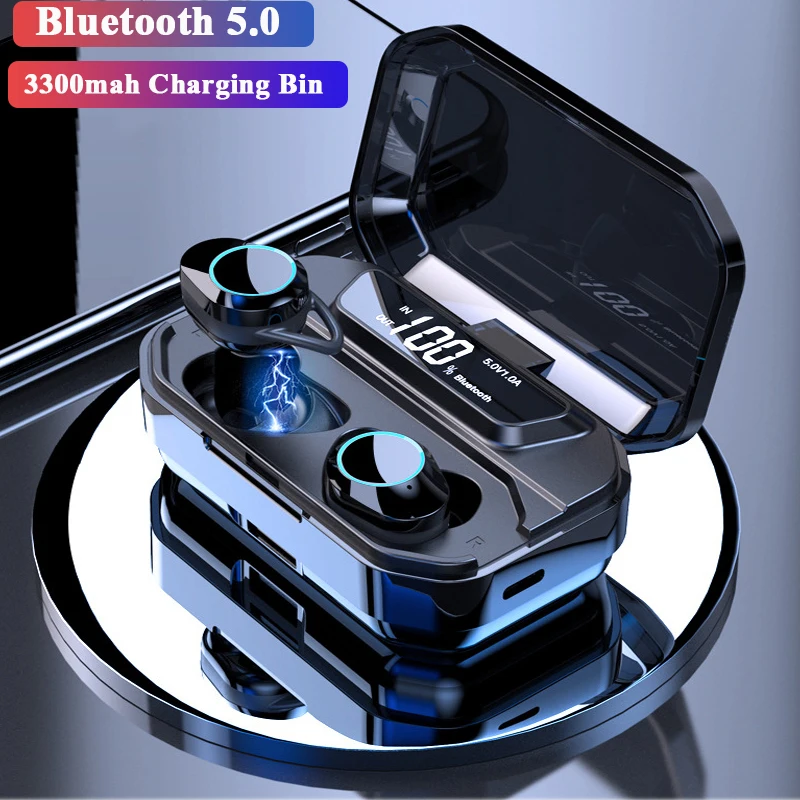 G02 TWS 5.0 Bluetooth 9D Stereo Earphone Wireless Earphones IPX7 Waterproof Earphones 3300mAh LED Smart Power Bank Phone Holder G02 TWS 5.0 Bluetooth 9D Stereo Earphone Wireless Earphones IPX7 Waterproof Earphones 3300mAh LED Smart Power Bank Phone Holder