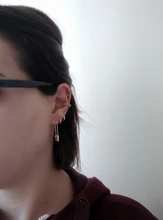 Pendientes pequeños de circonia cúbica de cristal para mujer, Clips para las orejas con forma de perla Multicolor en forma de C, pendientes de cartílago sin perforaciones