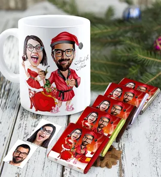 

Personalized Christmas Theme Valentine Caricature Of mug And Melody If You Would Chocolate set-5