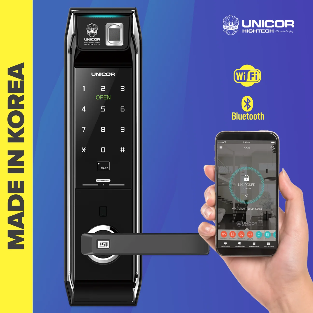 Electronic mortise smart door lock Unicor from Korea fingerprint Bluetooth WiFi electric | Безопасность и защита