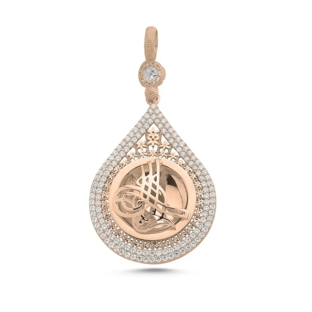 05rosegold 925 пробы Серебряный османский Мусульманский Стиль циркониевый камень ручной работы Модный кулон новое качество турецкие ювелирные подвески - Цвет камня: 05rosegold