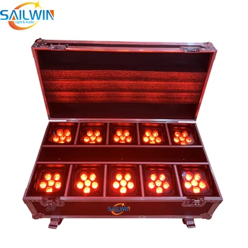 

Sailwin 6X18W RGBWA+UV Battery Powered WIFI APP Mobile LED Stage Par Light DJ LED UPLIGHT With 10in1 Charging Flight /Road Case