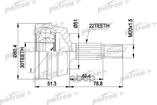 Шрус Наружн К-Кт Audi 80/90 8.80-4.88, Vw Passat 1.3-2.0 4.80-3.88 Patron Pcv1096 PATRON арт. PCV1096