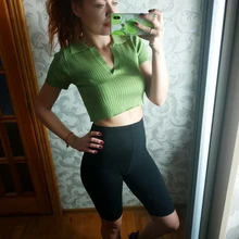 Polo Shirts Tees Short-Sleeve Mujer Camisetas Cropped Slim-Fit ITOOLIN Female Sexy Summer Vintage