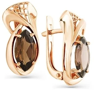 

Magic Stones earrings with 2 раухтопазами Red Gold