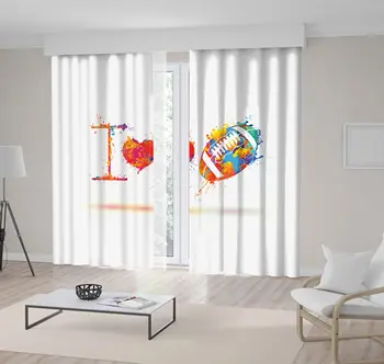

Curtain I Love Baseball Design Elements Colorful Red Yellow Orange Note Artistic Illustration Splash Paint