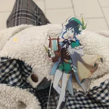 Genshin-figura de Anime de impacto Diluc Venti Klee Keqing Qiqi, soporte acrílico, modelo de placa, decoración de escritorio, señal de pie, llavero de ventilador, regalos