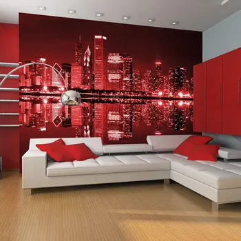 

Wall mural-Chicago in red-400x309 cm