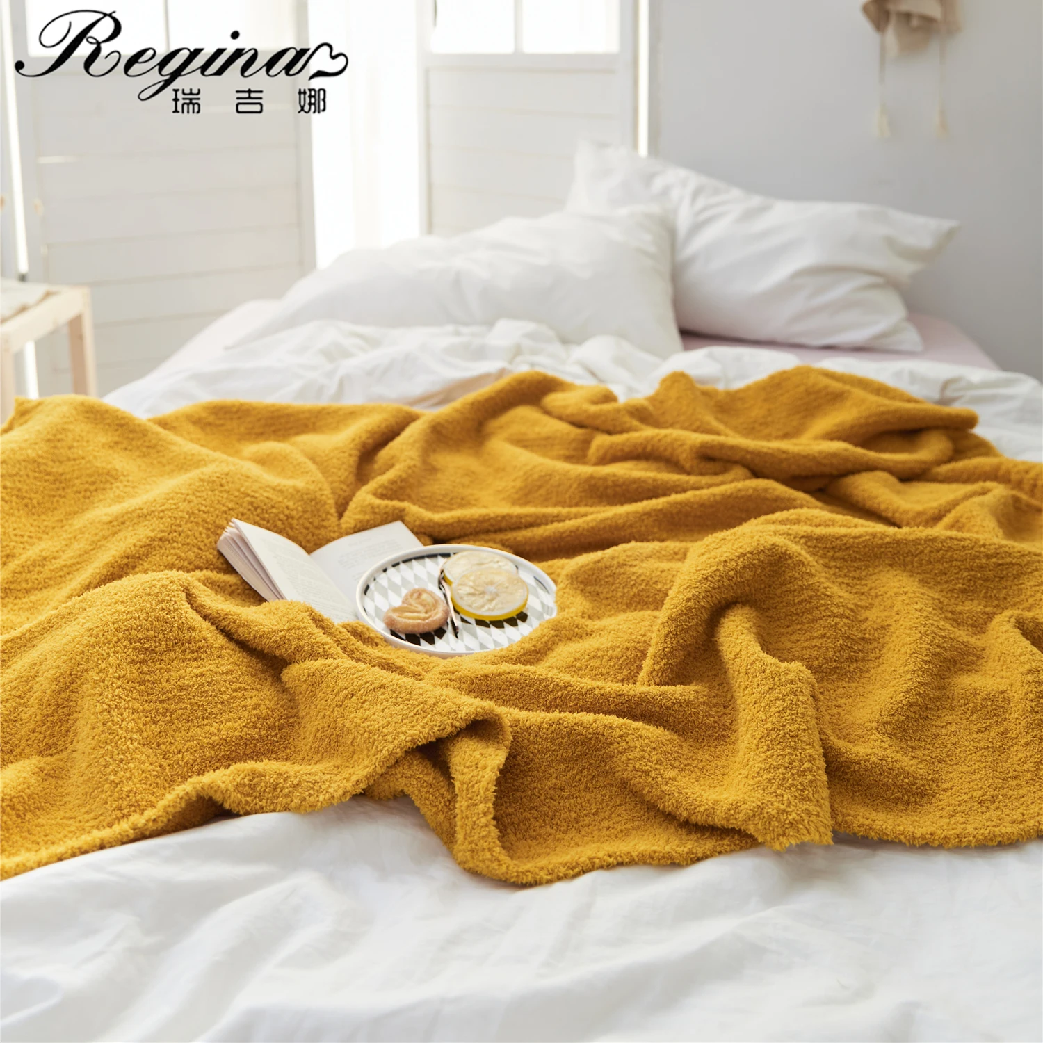 REGINA Brand Super Soft Warm Blankets Cozy Breathable Gray Beige Autumn Decor Knitted Bedspread Luxury Sofa Bed Throw Blanket