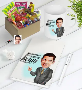 

Personalized Mr Easy Grow Caricature Of Nostalgic Lezzetler Notebook Pen Mug Seti-2
