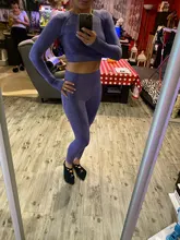 2 unids/set Vital mujeres deporte traje de Yoga de gimnasio de entrenamiento de manga larga de ropa de Fitness Top + cintura alta energía sin costura Leggings