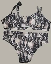 Conjunto de Bikini con estampado de leopardo para mujer, bañador Sexy de cintura alta con estampado de serpiente, traje de baño dividido con Tanga de banda de realce, ropa de baño brasileña 2021