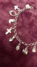 De moda de joyería de moda de plata elegante Color plateado pulsera Luna corazón cerradura Cruz encanto pulsera 13 pulsera de colgantes