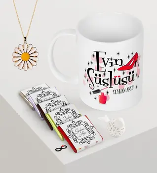 

Personalized House Süslüsü Mug Chocolate Daisy Necklace Seti-2