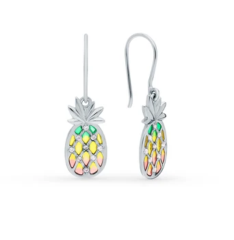 

Silver earrings with cubic zirconia and enamel sunlight sample 925