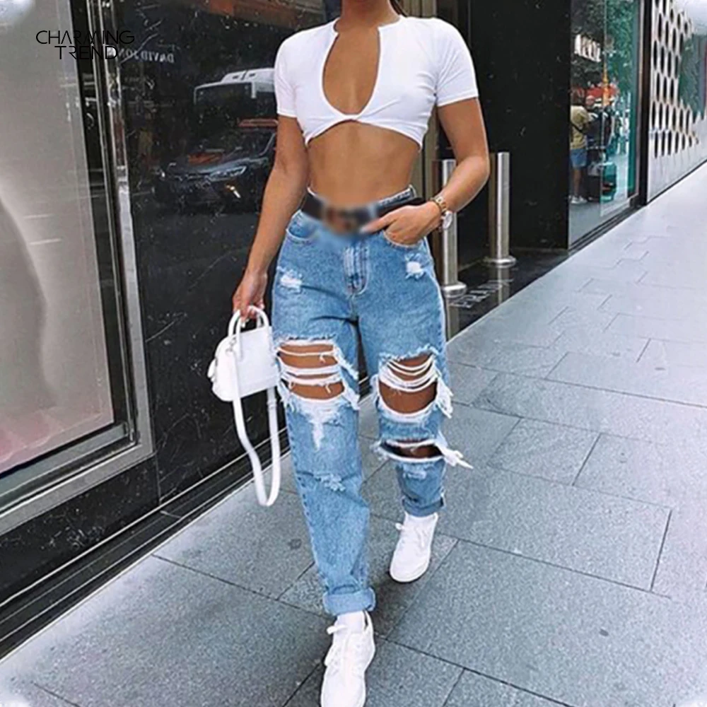 2022 Vintage Jeans Hole Ripped Jeans 