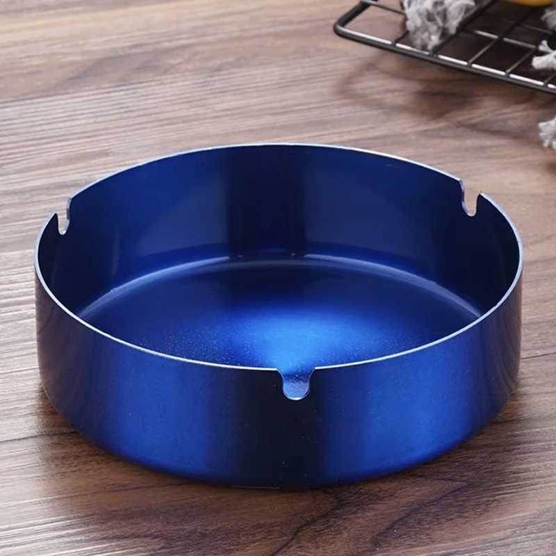 Round Stainless Steel Cigarette Ashtray Portable Tabletop Silver Metal Ash Tray for Smoker 5