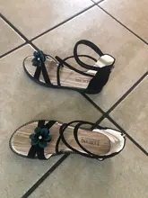 Sandalias romanas con flores para niñas zapatos de verano bonitos con perlas de color rosa y verde, Punta abierta, para la playa, con cremallera