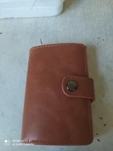Bycobecy-tarjetero de aluminio con broche para hombre y mujer, funda de Metal RFID para tarjeta de identificación inteligente, Delgado, titular de la identificación, cuero PU