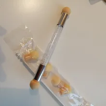 1 pincel de decoración de uñas con degradado, bolígrafo de dibujo de pintura con 4 cabezales de esponja de repuesto, herramienta de manicura con mango de diamante de imitación de doble extremo NB14 #