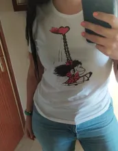 AOWOF-Camiseta divertida de Mafalda o I WANT Coffee para mujer, Camiseta con estampado gráfico, camiseta informal Harajuku para mujer