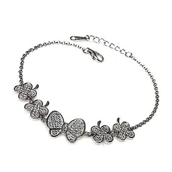 

Law silver bracelet 925m smooth Rhodium butterflies zircons [AA9991]