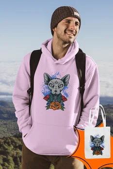 

Angemiel Wear Sphynx cat Pink Male Hooded Sweatshirt Bags Kombin