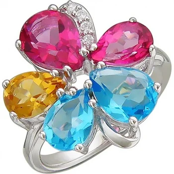 

Esthete ring with a scattering of colored stones made of silver