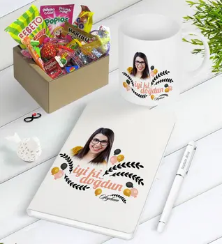 

Personalized happy birthday Nostalgic Lezzetler Notebook Pen Mug Seti-1