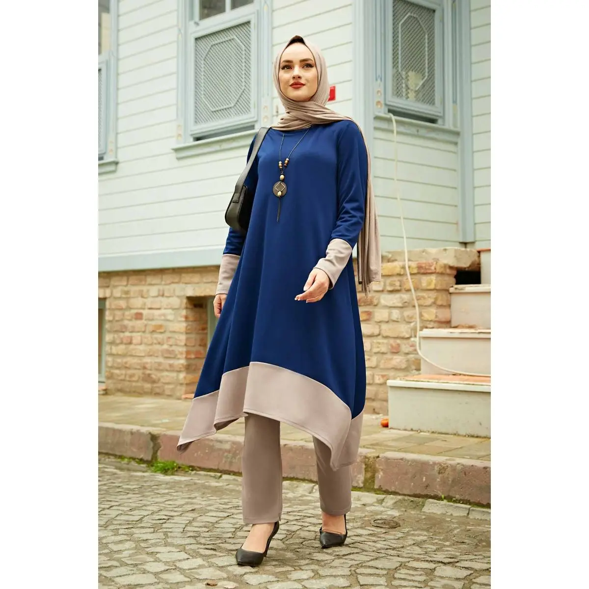 Conjunto de 2 piezas de edredón para mujer, Túnica Maxi y pantalón, traje doble para invierno, moda islámica, musulmana, Turquía, Dubái, 2021