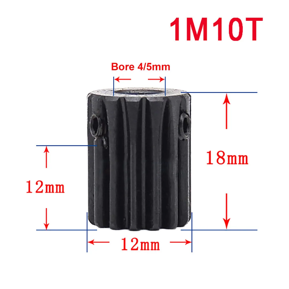 Motor Gear Transmission Gear 1pcs Module 1 Spur Gear 1M-10T/12T/14T 45# Carbon Steel Motor Gear Bore Size 4/5/6/6.35/7 mm Transmission Accessories