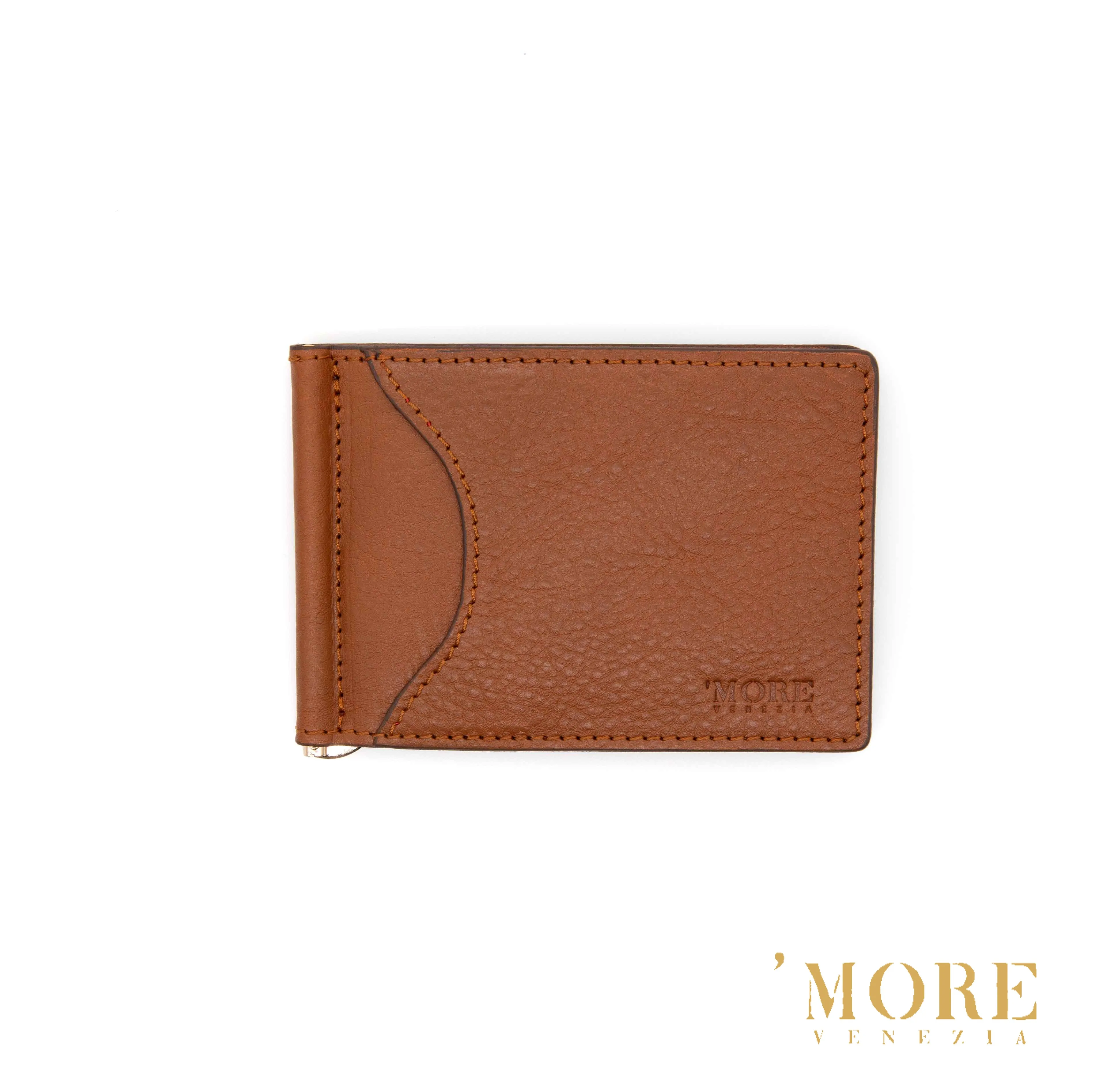 Коричневый Кошелек morevenezia MAN'S BI-FOLD с зажимом для денег из уздечной кожи ручной работы в Италии - Цвет: Коричневый