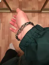 Pulsera de cadena de motocicleta lychee Biker para hombre, brazalete Punk de acero y titanio, joyería