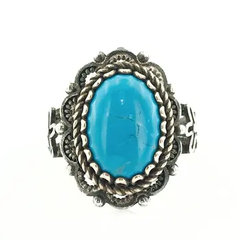 

Filigree Work Turquoise Turquoise Stone Authentic sterling Silver Ring
