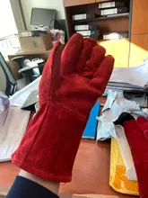 Fireplace Stove Dark-Red Cleaning-Gloves Seams Extremely Long-Lined Warm Welds Are