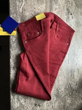 Pantalones vaqueros rectos para hombre, jeans casuales de marca, color vino tinto, moda de boutique, de negocios, para primavera y verano