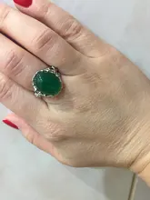 HuiSept Vintage joyas de plata 925 anillos abiertos con Forma ovalada Esmeralda anillo de piedras preciosas para mujer Regalos de fiesta de boda venta al por mayor