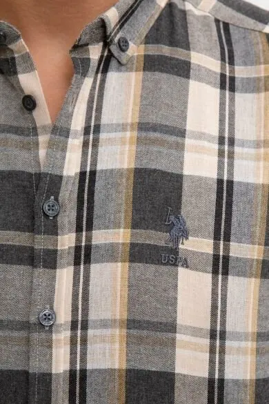 Uss. POLO ASSN. В клетку, обычная рубашка - Цвет: Серый